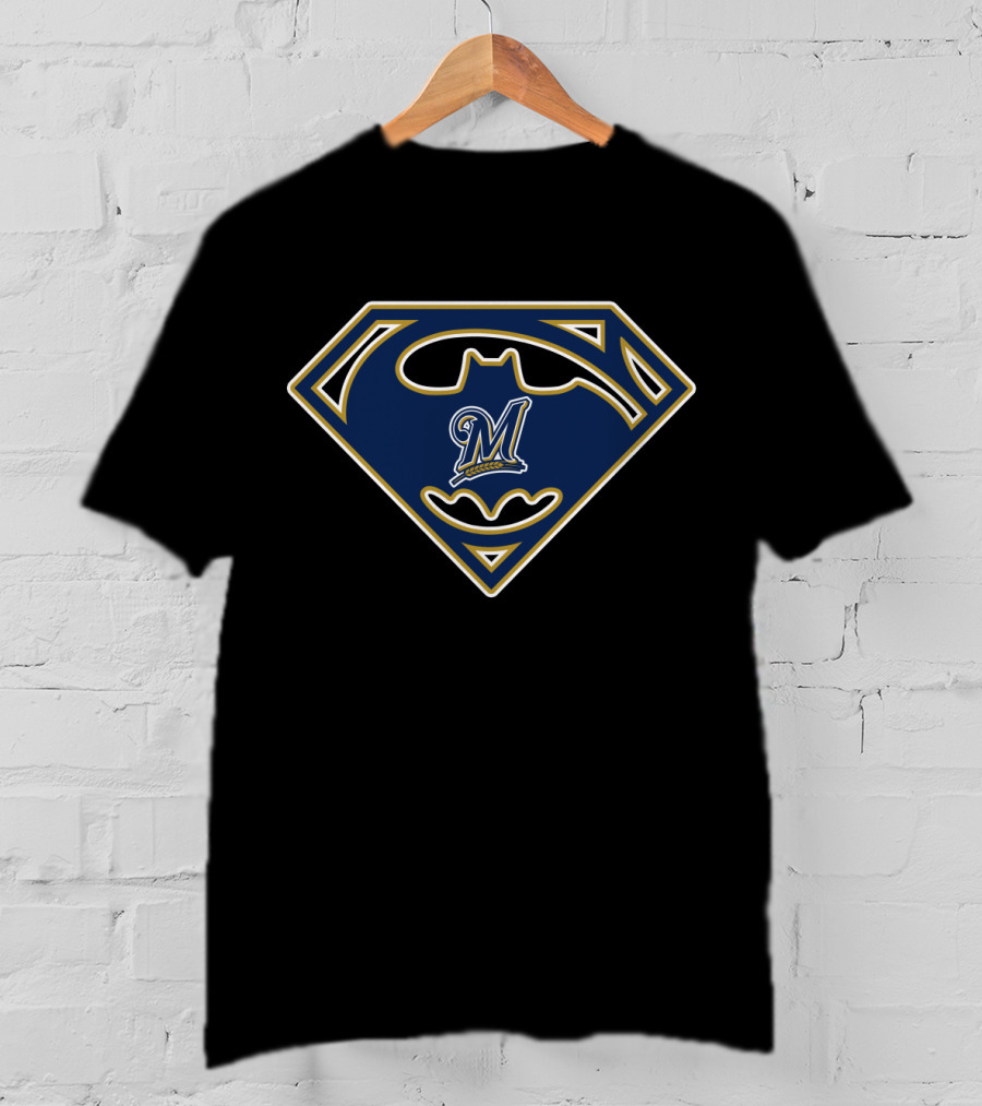 Milwaukee Brewers Batman Superman Logo 204 T-Shirt