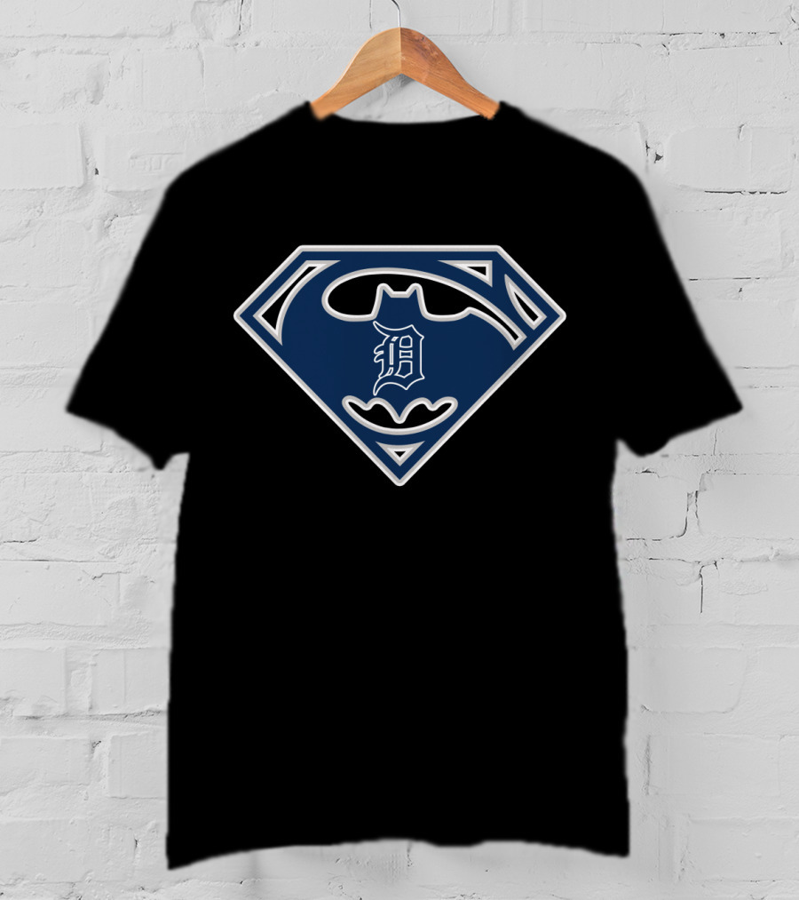 Detroit Tigers Batman Superman Logo Mashup T-Shirt
