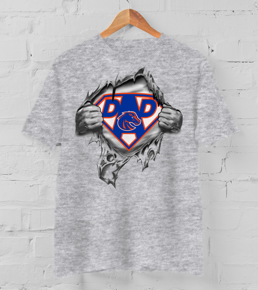 Boise State Broncos Super Dad Logo With Ripped T-Shirt