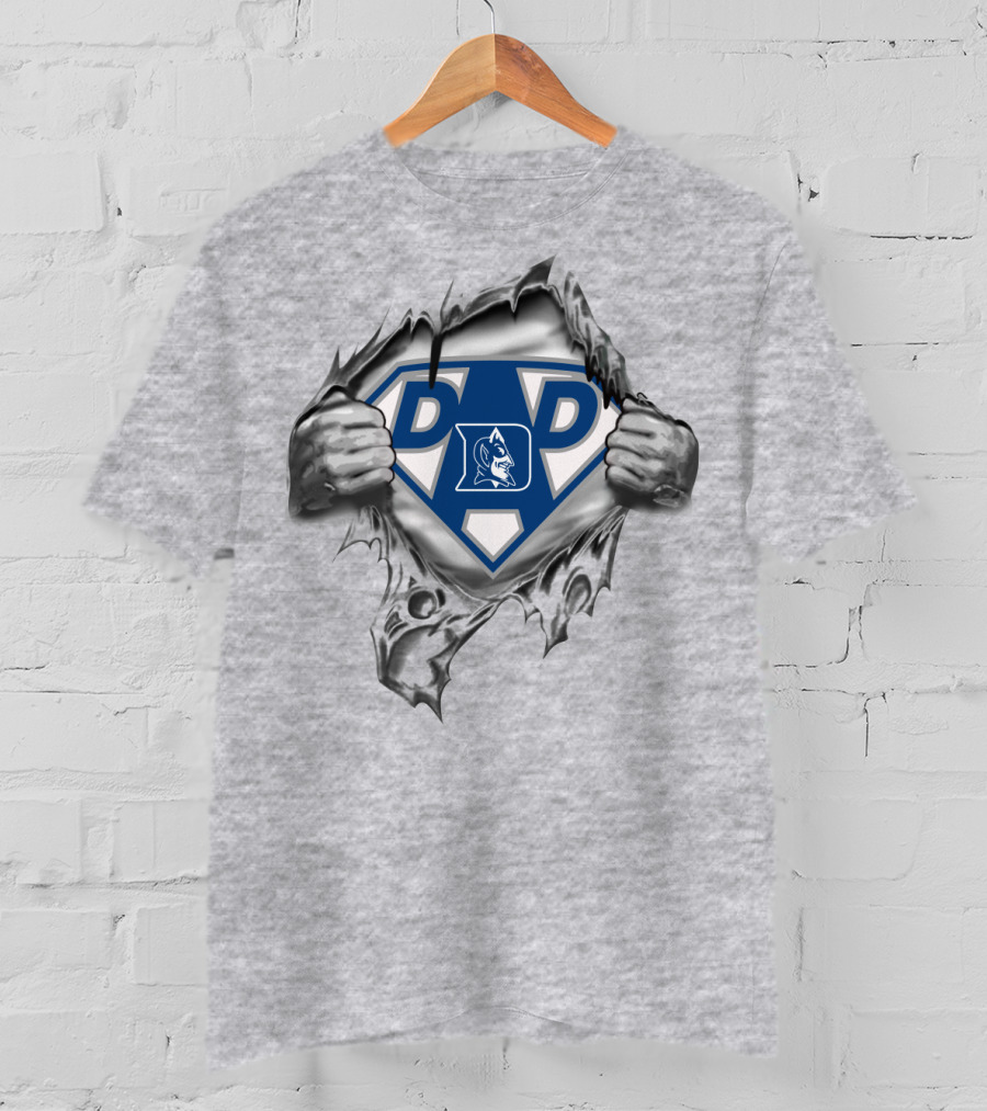 Duke Blue Devils Dad Superhero Logo Peeling T-Shirt