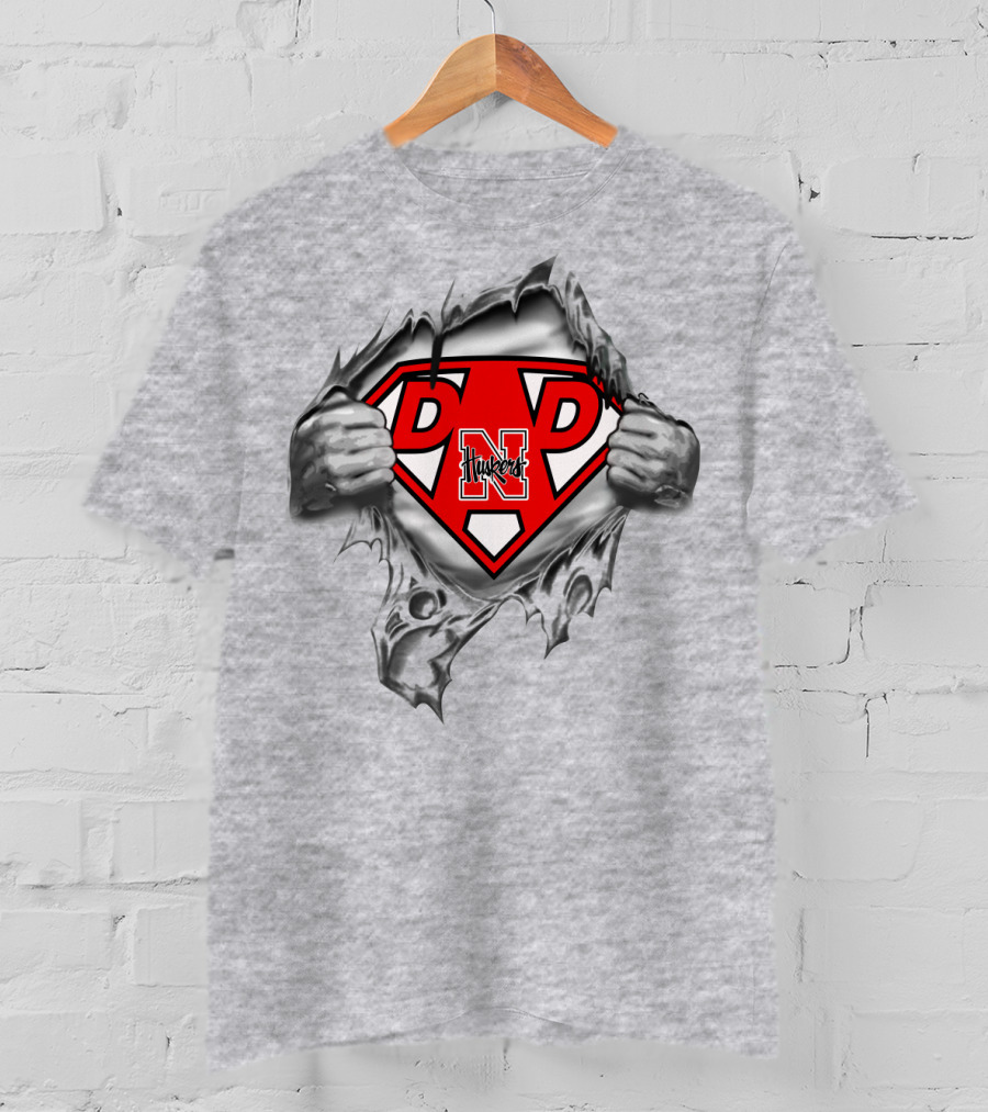 Pnp Huskers Superman Logo Rip With N Symbol And Hands T-Shirt
