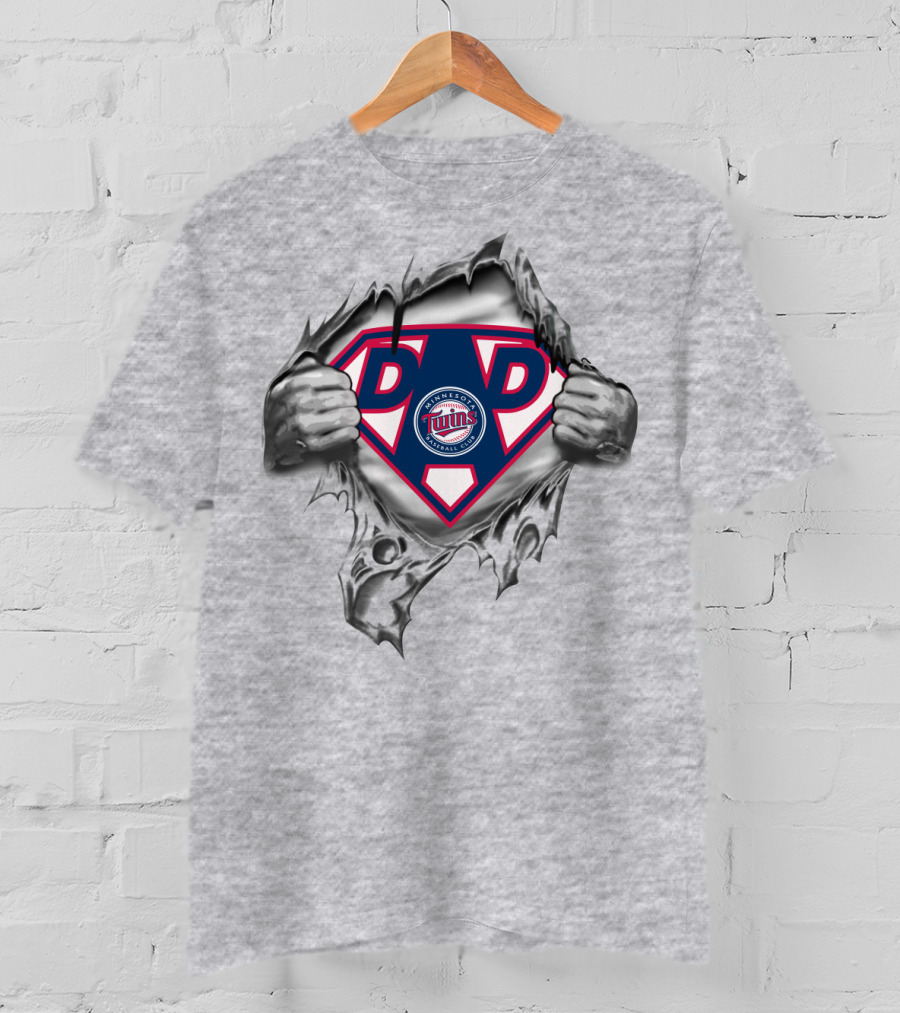 Dad Minnesota Twins Superhero Logo Inside Ripped T-Shirt