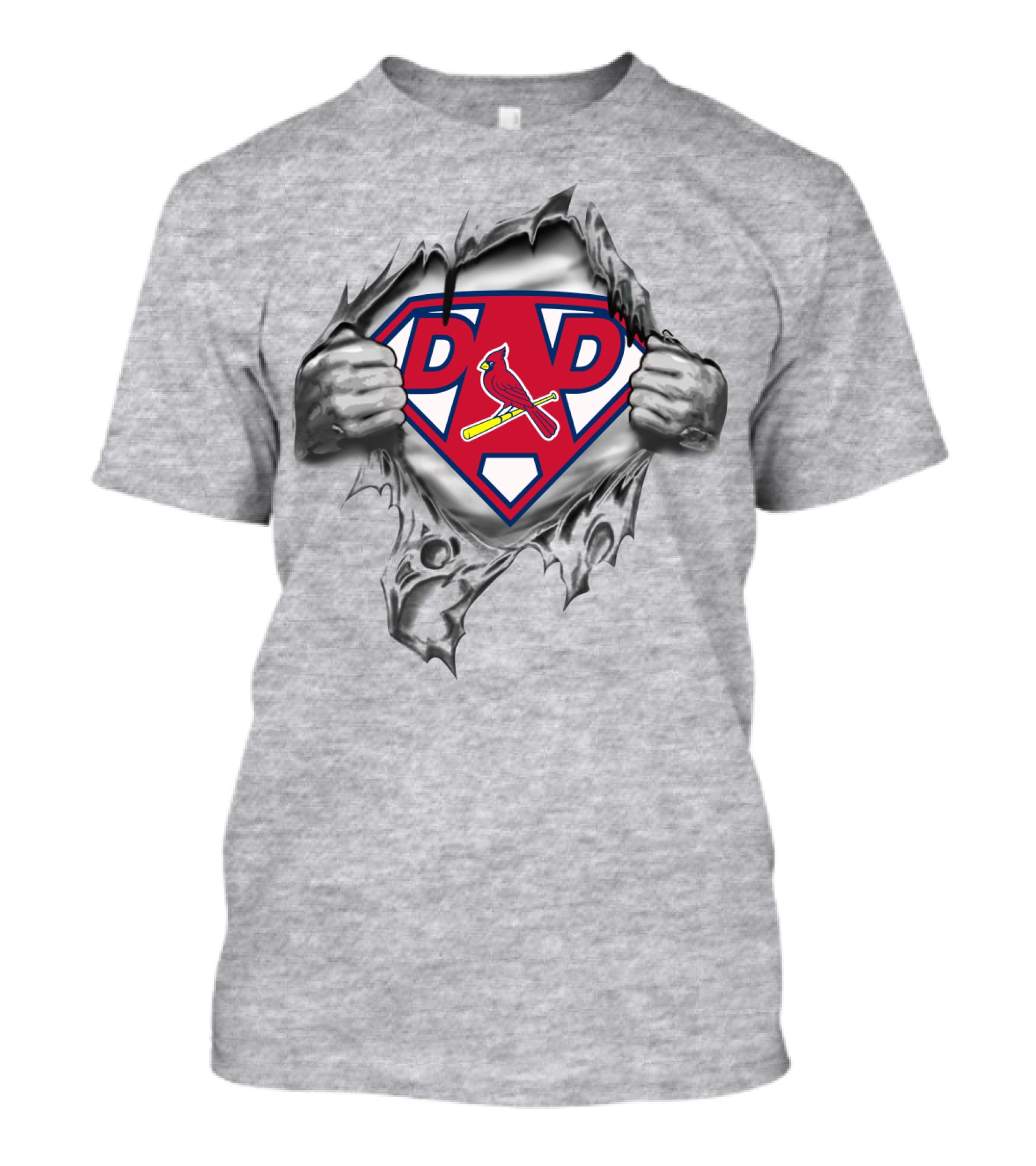 Super Dad Cardinals Fan Logo Torn T-Shirt