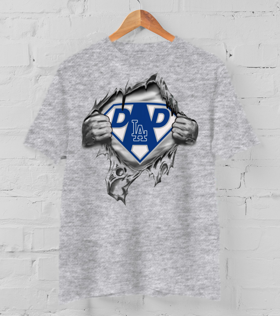 Super Dad La Dodgers Badge Style T-Shirt