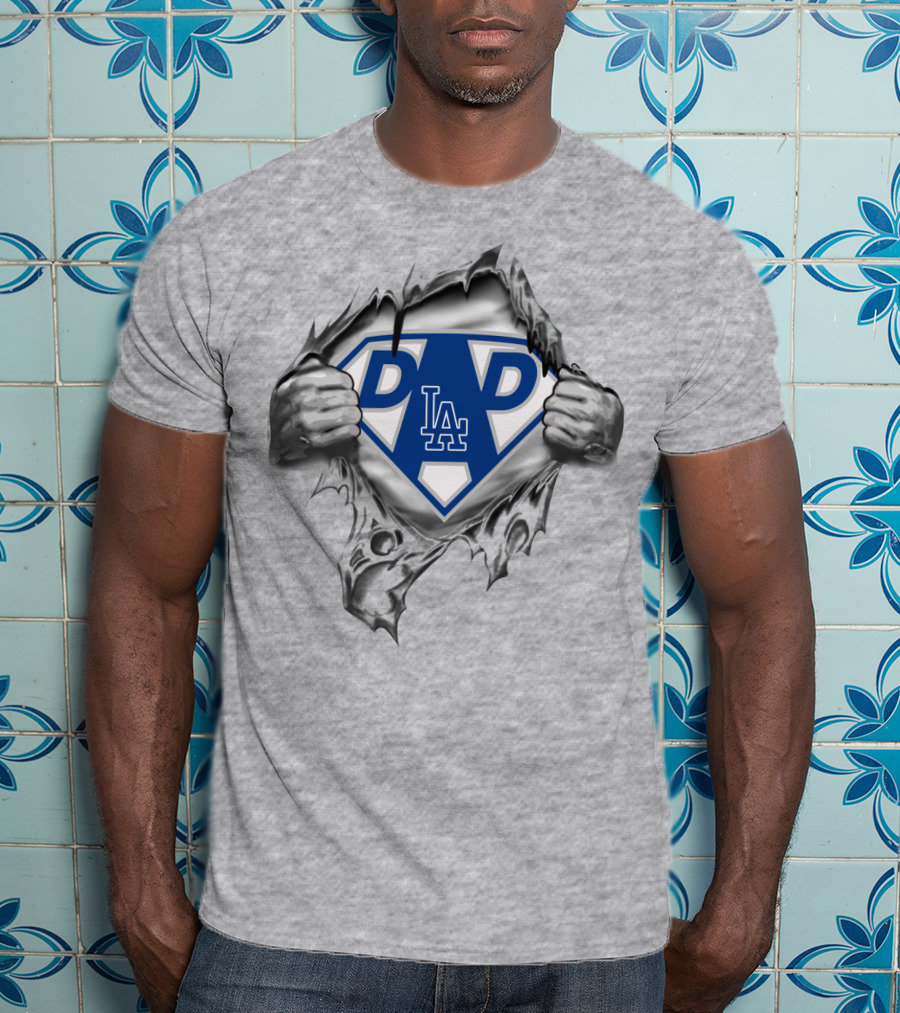 Super Dad La Dodgers Badge Style T-Shirt