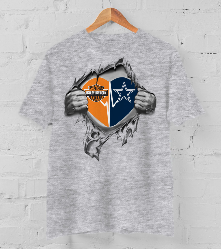 Harley Davidson Cowboys Heart Logo Fusion T-Shirt