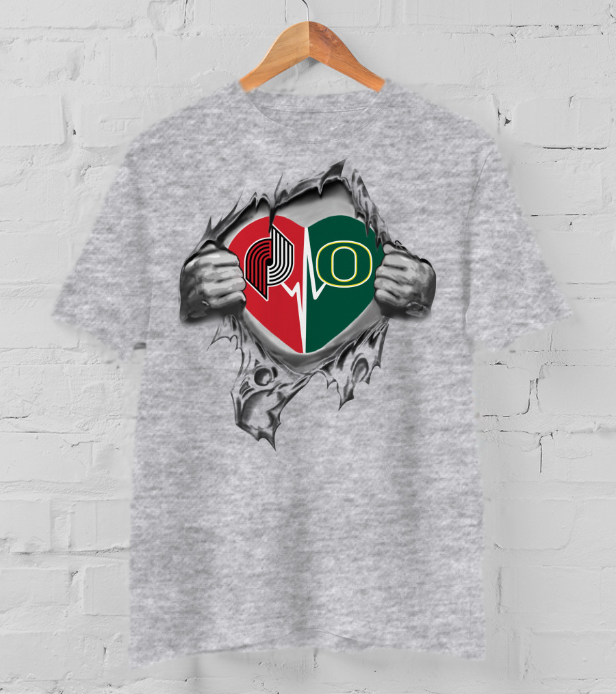 Blazers Ducks Heart Portland Oregon Sports Passion T-Shirt