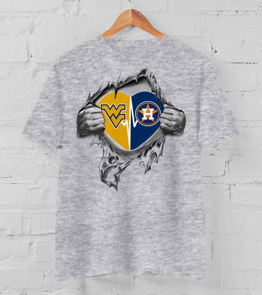 West Virginia Mountaineers Astros Heart T-Shirt