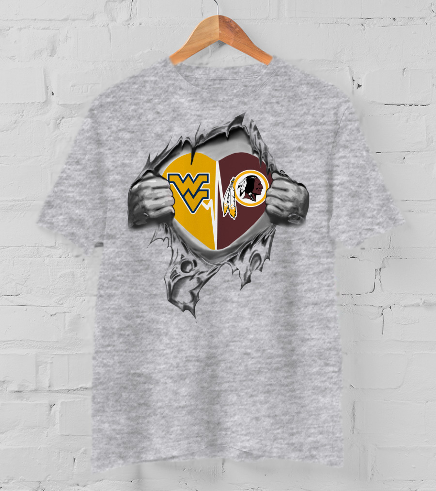 West Virginia Mountaineers Redskins Heart Tear T-Shirt