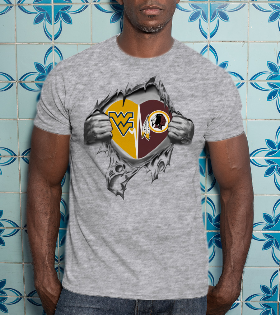 West Virginia Mountaineers Redskins Heart Tear T-Shirt