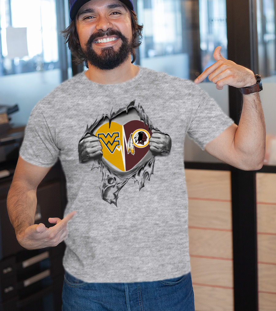 West Virginia Mountaineers Redskins Heart Tear T-Shirt