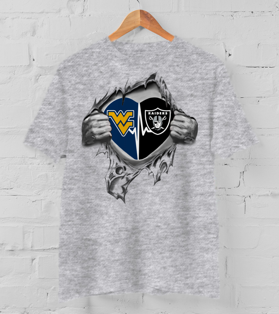 West Virginia Mountaineers 16 Raiders Heart T-Shirt