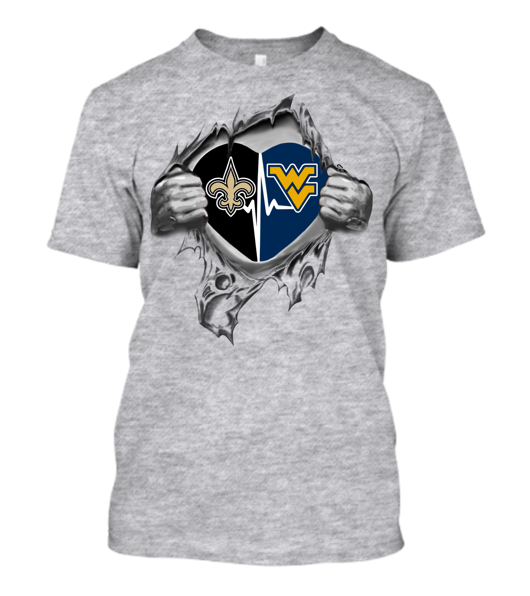 Saints West Virginia Mountaineers Heart Logo Fan Pride T-Shirt