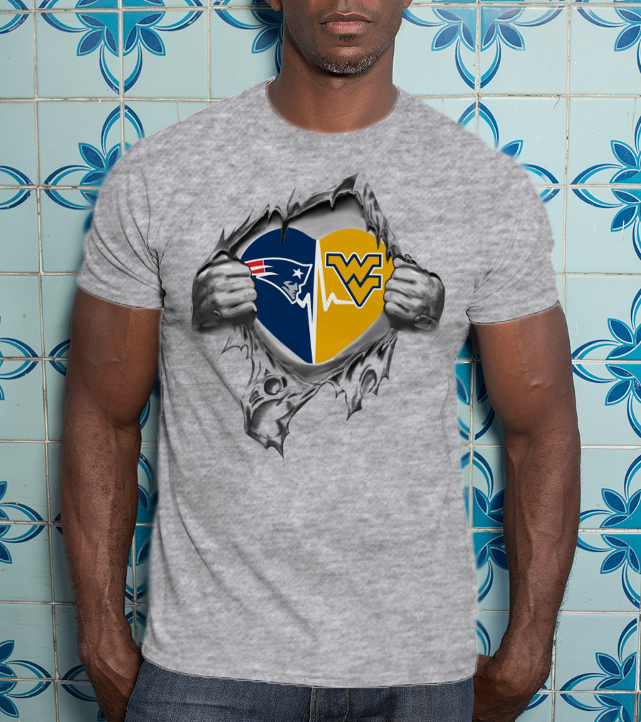 Patriots West Virginia Mountaineers Heartbeat T-Shirt