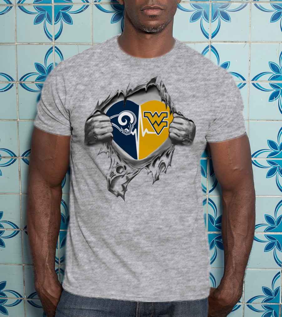 Rams West Virginia Mountaineers Heartbeat Passion Hidden Within T-Shirt