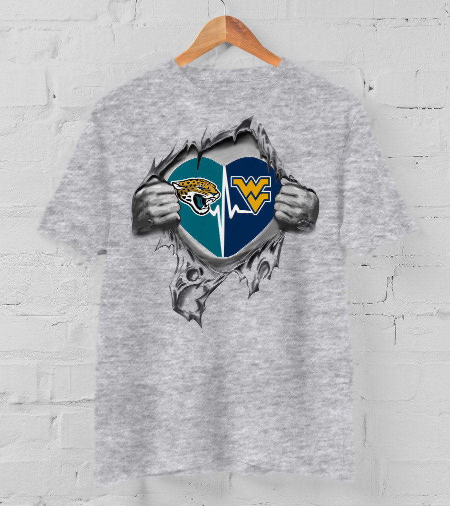 Jacksonville Jaguars West Virginia Mountaineers Heart T-Shirt