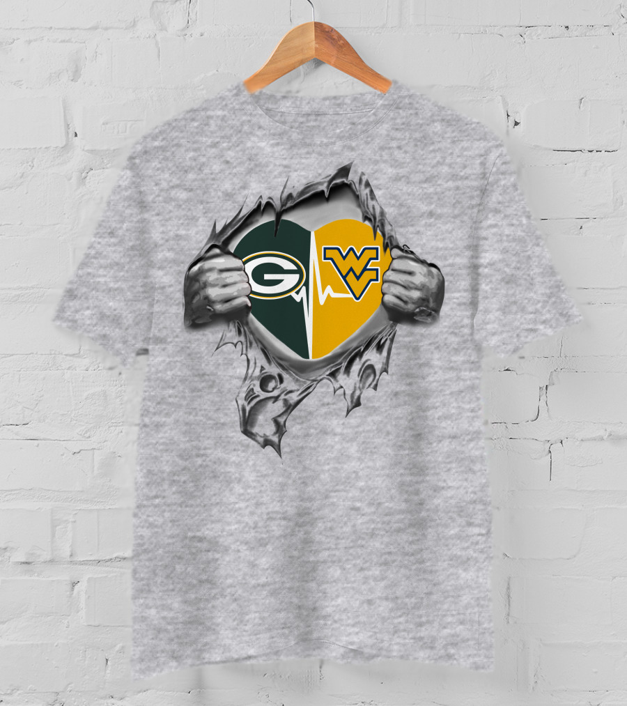 Packers West Virginia Mountaineers Heart Logo Passion Combination T-Shirt