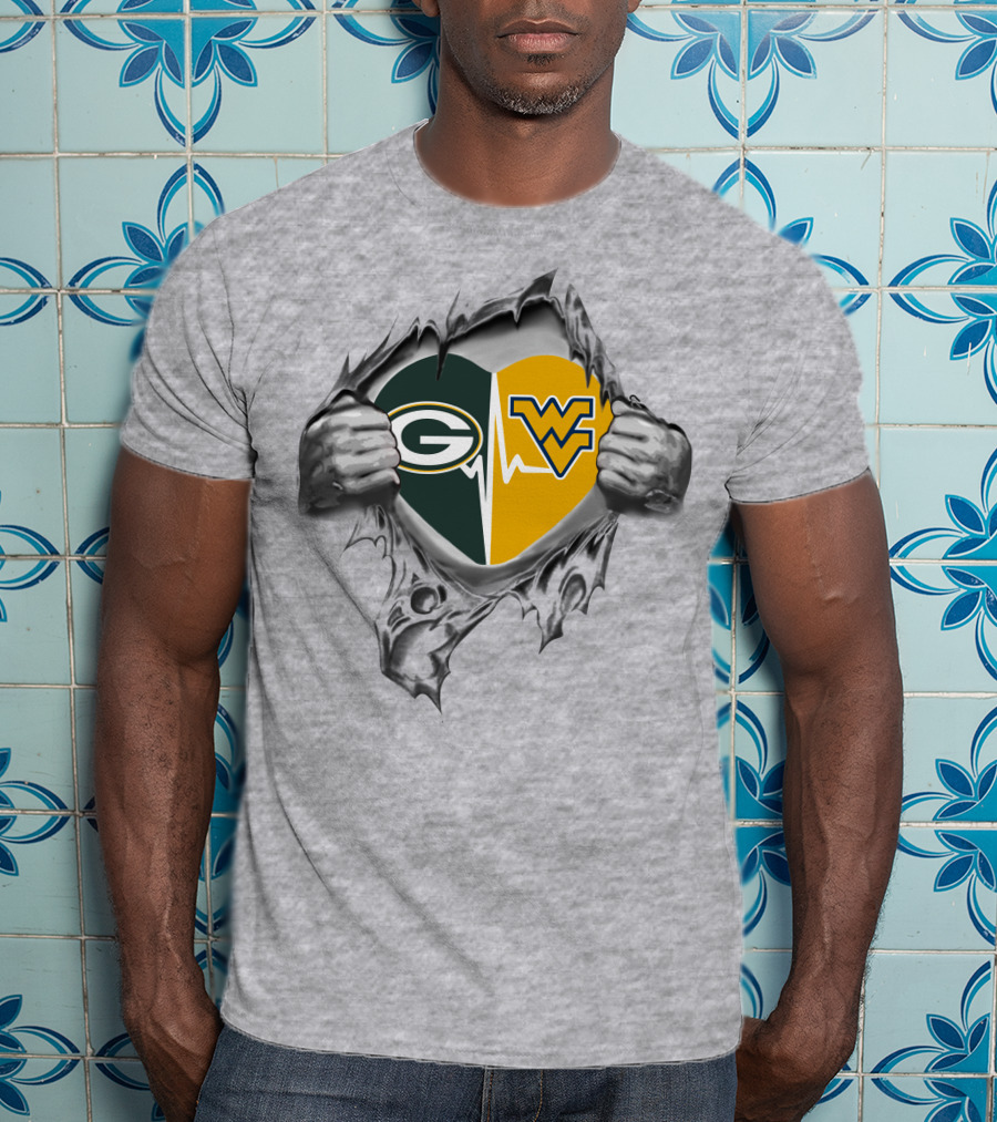 Packers West Virginia Mountaineers Heart Logo Passion Combination T-Shirt