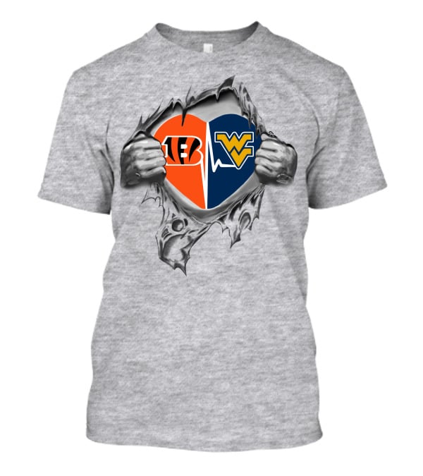 Bengals West Virginia Mountaineers Heart T-Shirt