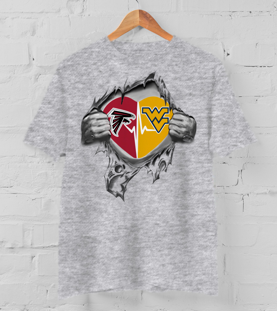 Falcons West Virginia Mountaineers Heart Logos Fan Passion T-Shirt
