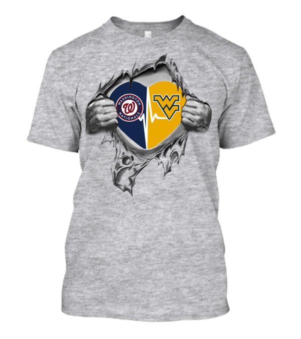 Nationals And West Virginia Mountaineers Heartbeat Passion T-Shirt