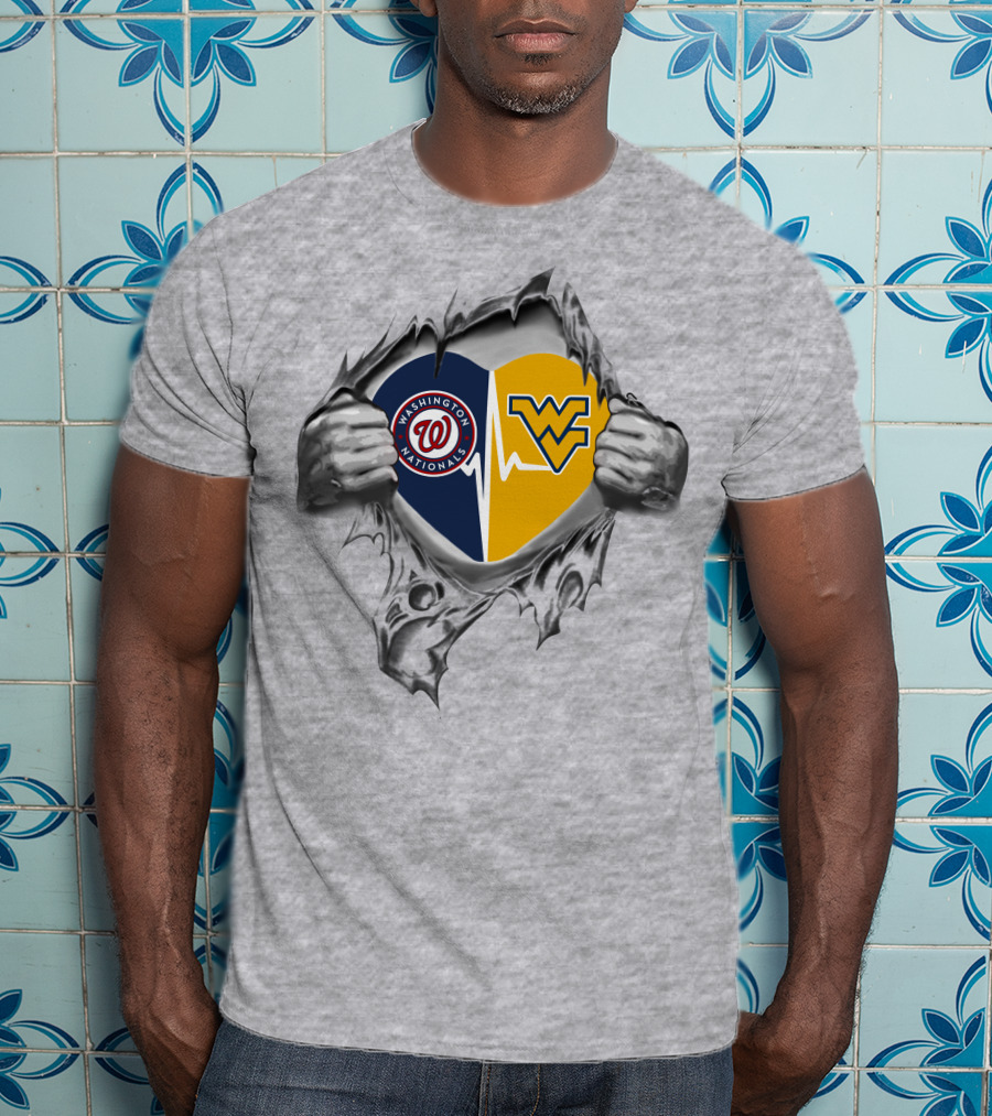 Nationals And West Virginia Mountaineers Heartbeat Passion T-Shirt