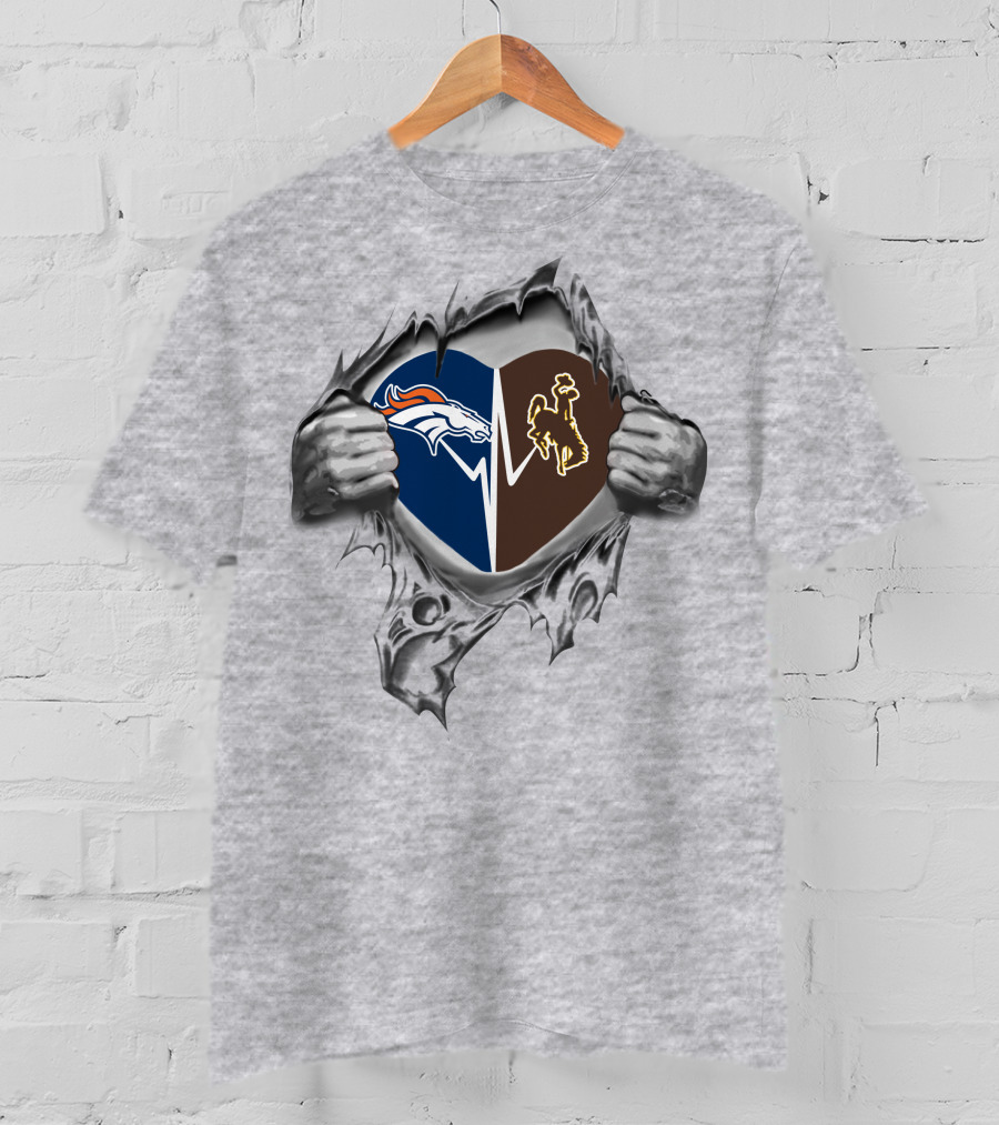 Broncos Wyoming Cowboy Heart In My Heart T-Shirt