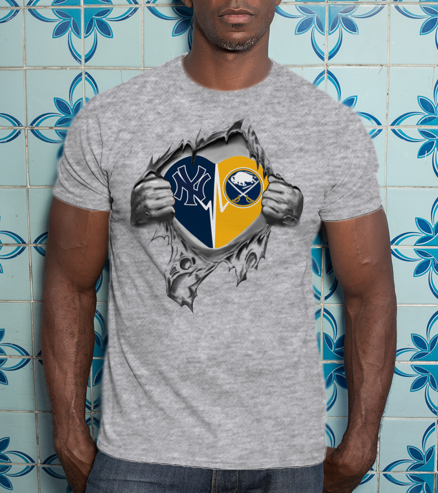 Yankees Sabres Heart Logo Inside Tearing T-Shirt