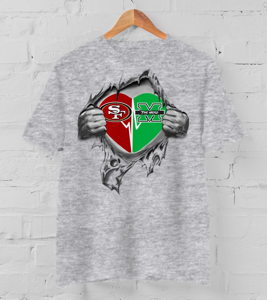 49ers Marshall Thundering Herd Heart T-Shirt