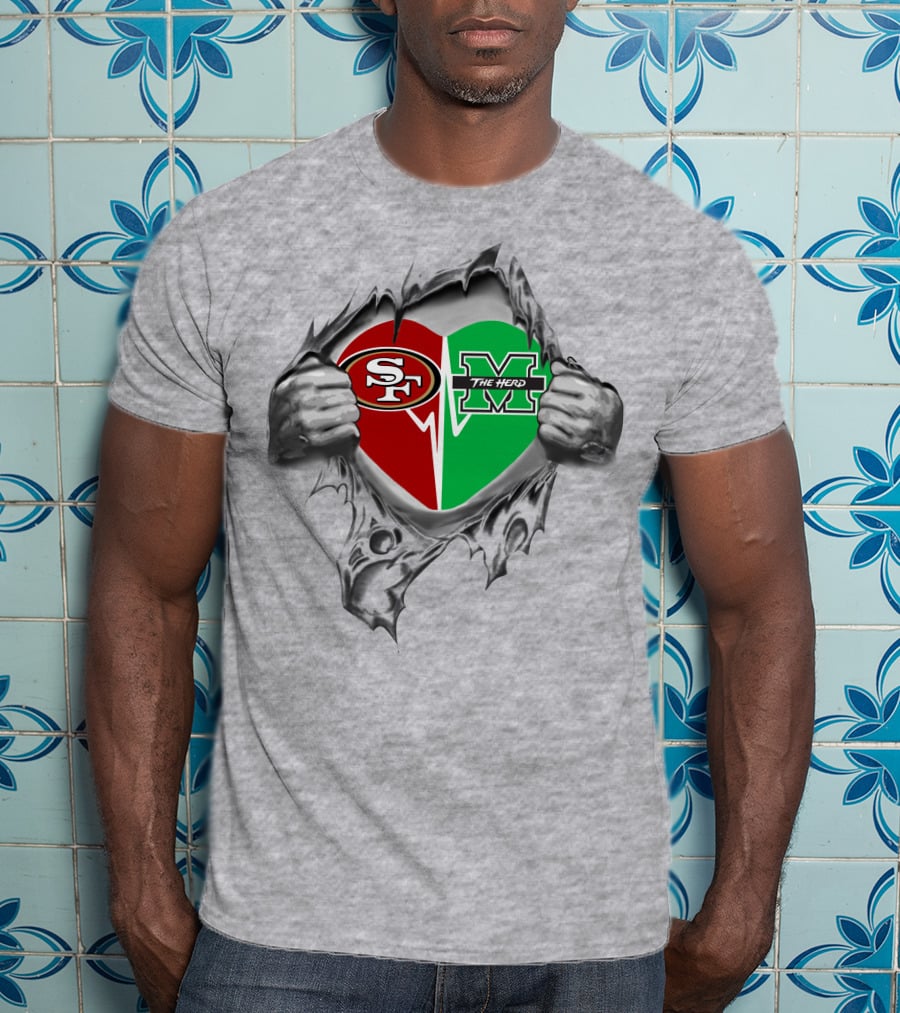 49ers Marshall Thundering Herd Heart T-Shirt