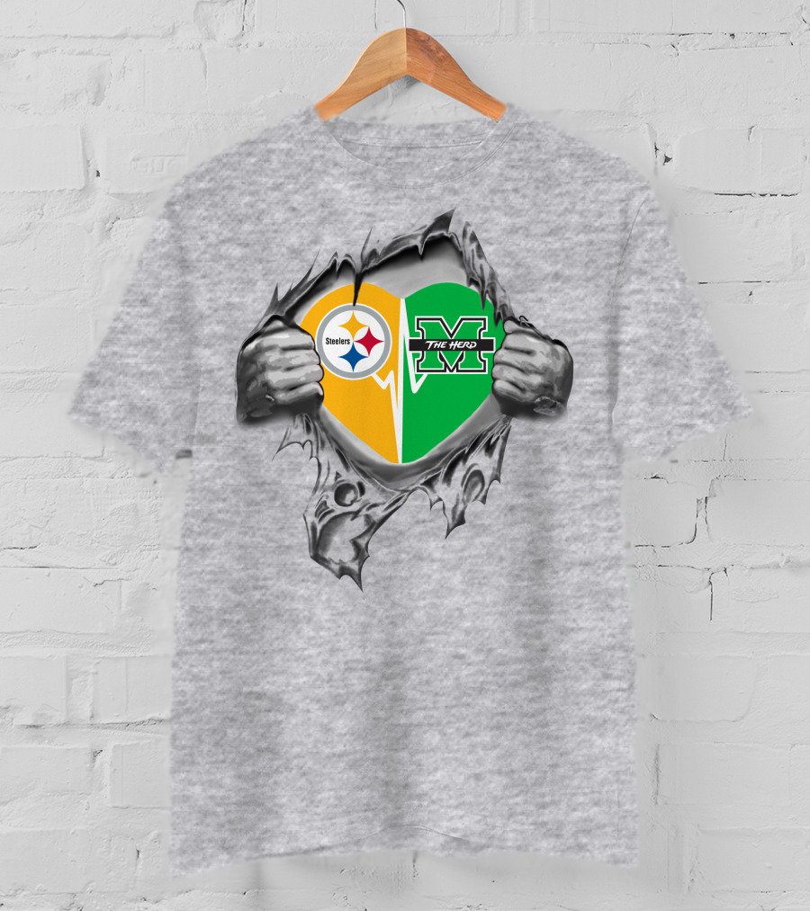 Steelers Marshall Thundering Herd Heart T-Shirt