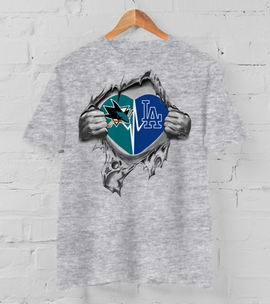 Dodgers La Sharks Heart T-Shirt