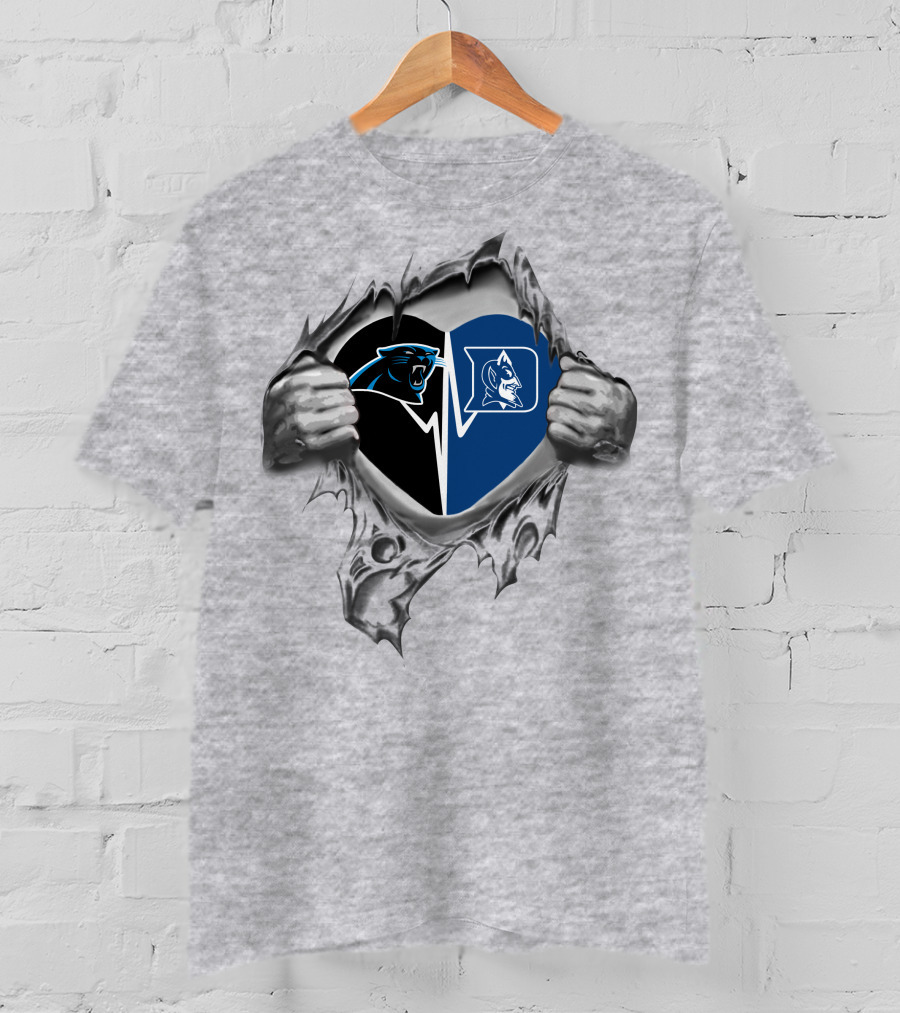 Carolina Panthers Duke Blue Devils Heartbeat Connection T-Shirt