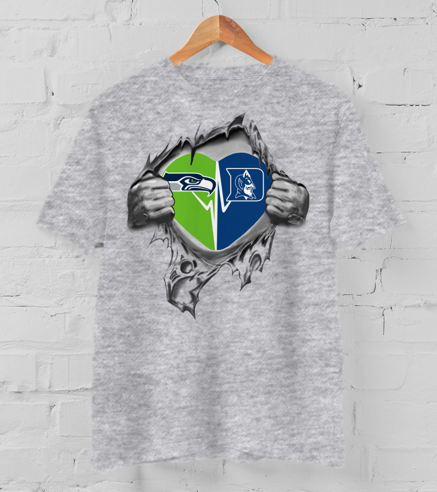 Seahawks Duke Split Heart Logo Fan Pride T-Shirt