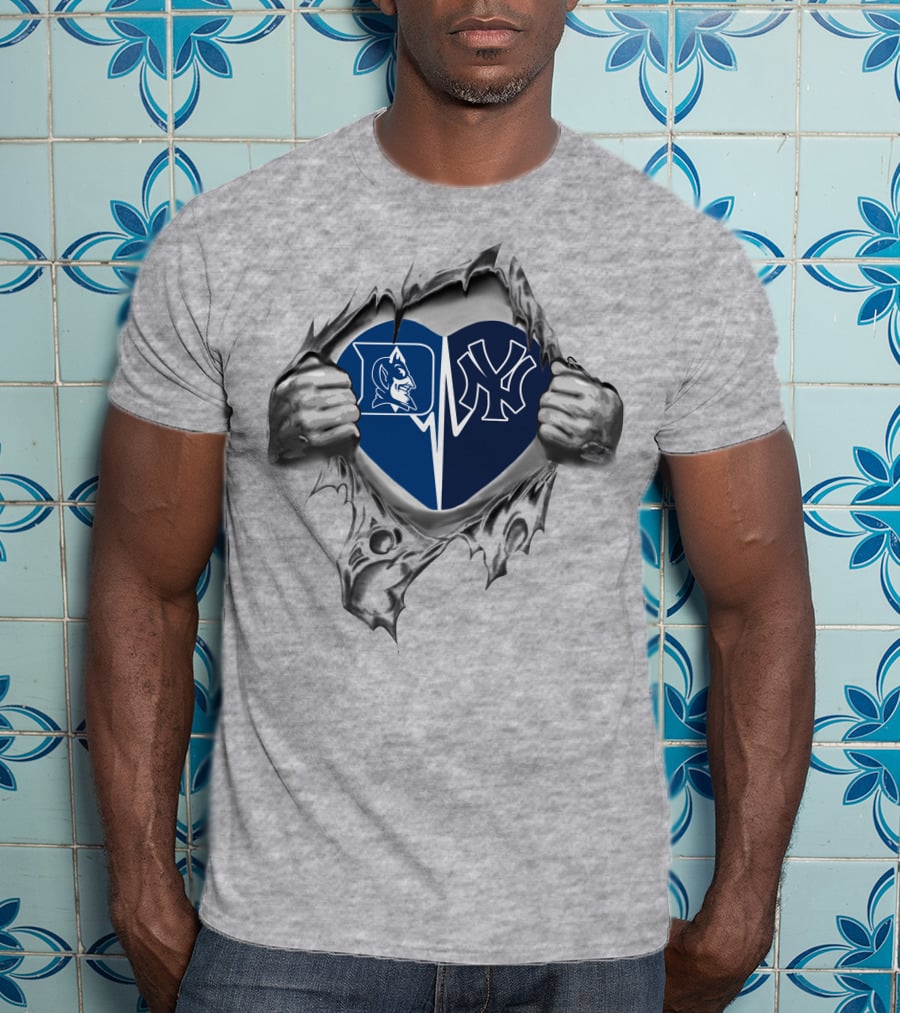 Yankees Duke Blue Devils Heart Symbol With Team Spirit T-Shirt