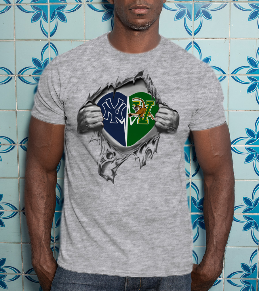 Yankees Vermont Catamounts Heart Logo Fusion T-Shirt