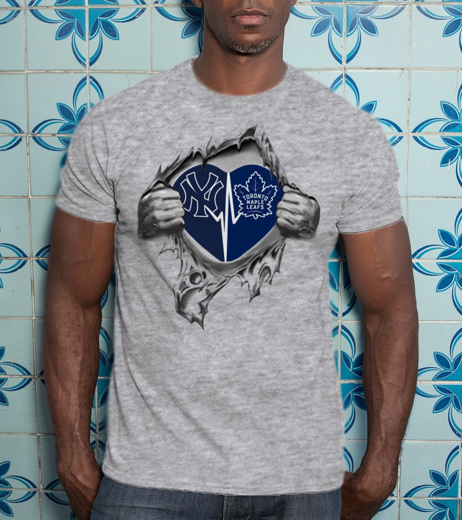 Yankees Toronto Maple Leafs Heart Inside T-Shirt