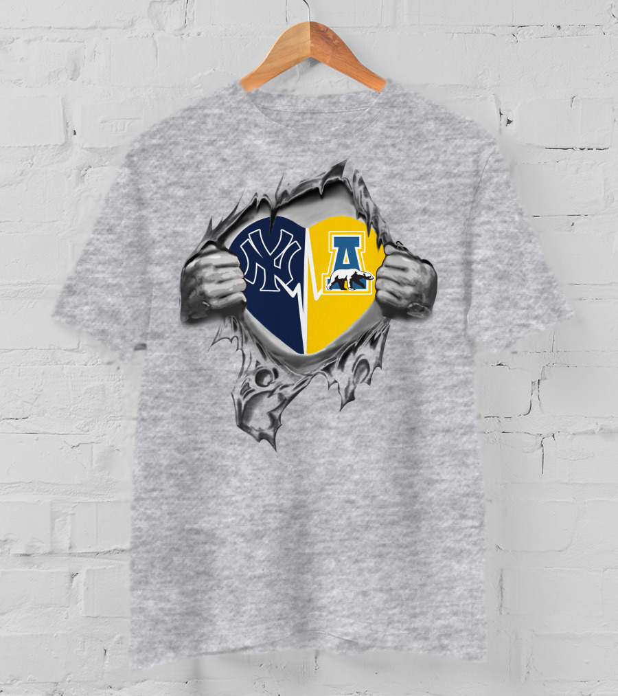 Yankees Alaska Nanooks Heartbeat Yankees And Nanooks Spirit T-Shirt