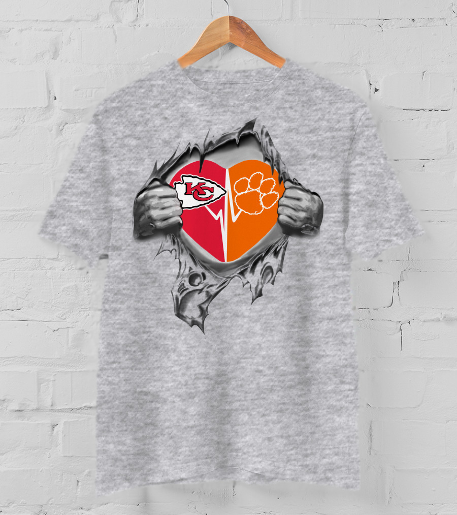 Kansas City Chiefs Clemson Tigers Heart Fusion T-Shirt