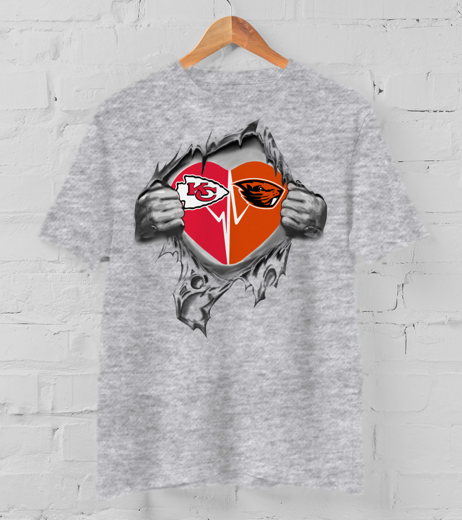 Chiefs Oregon State Beavers Heart Inside T-Shirt