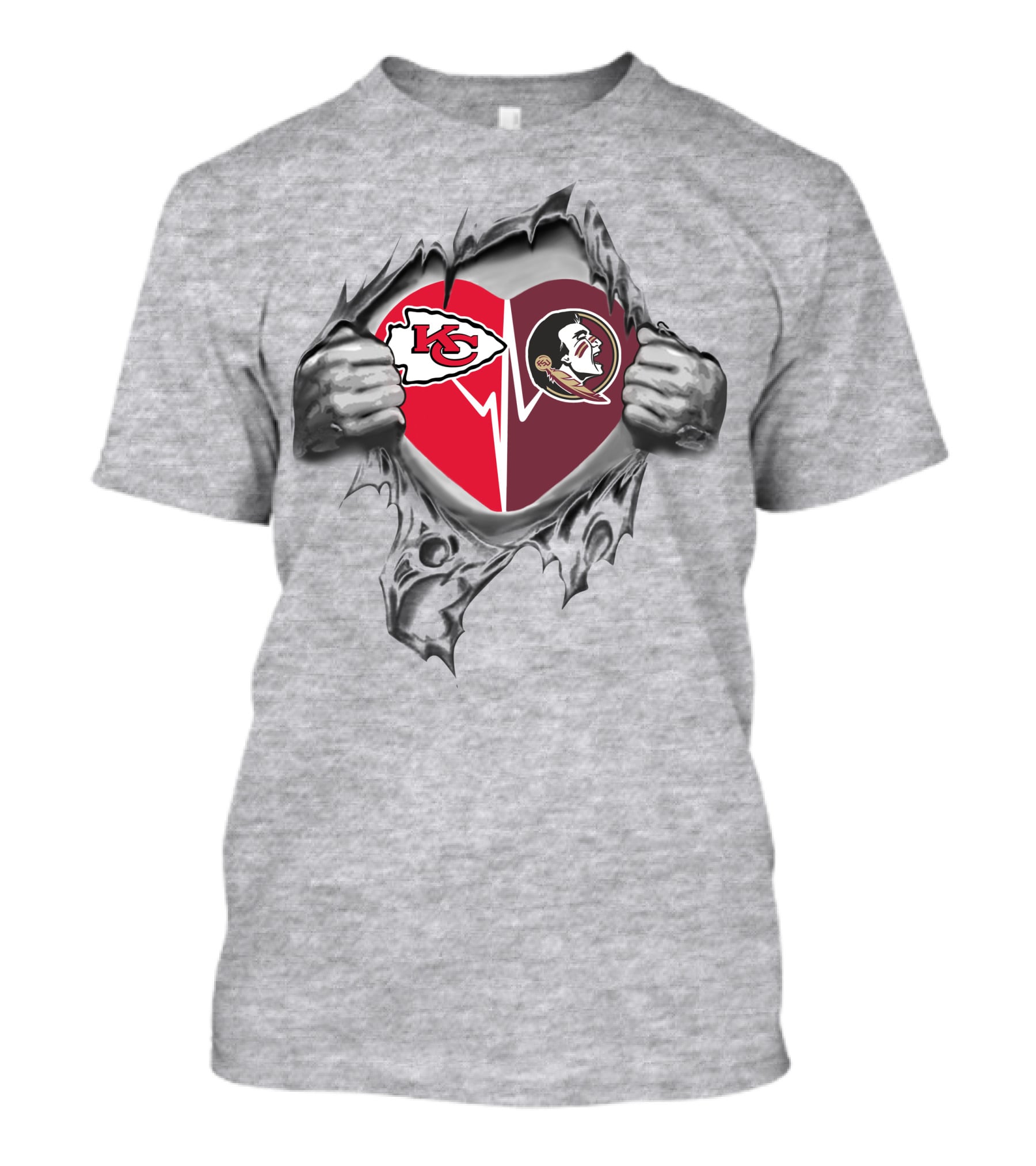 Kansas City Chiefs And Florida State Seminoles Heart T-Shirt