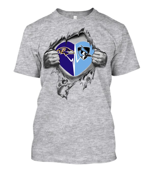 Ravens John Hopkins It's In My Heart Dual Logos Embrace T-Shirt