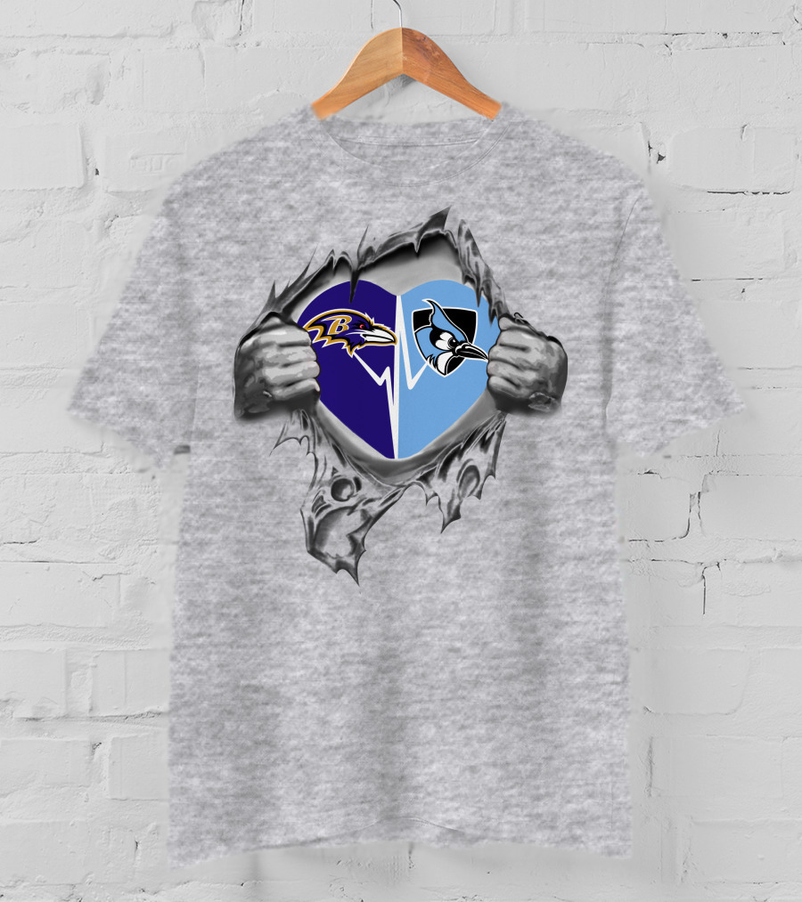 Ravens John Hopkins It's In My Heart Dual Logos Embrace T-Shirt