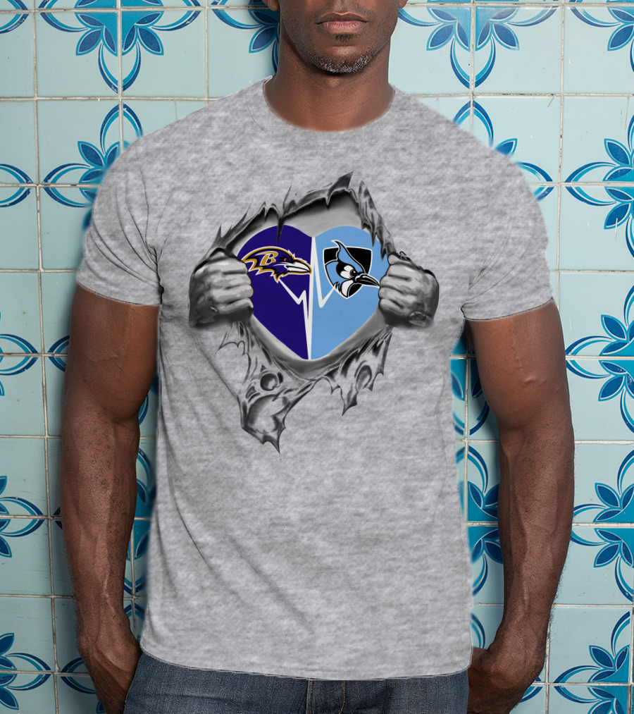 Ravens John Hopkins It's In My Heart Dual Logos Embrace T-Shirt