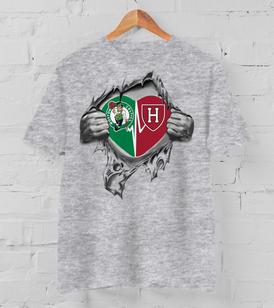 Boston Celtics Harvard Crimson Heartbeat In My Heart T-Shirt