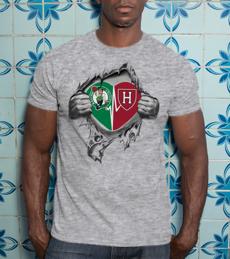 Boston Celtics Harvard Crimson Heartbeat In My Heart T-Shirt