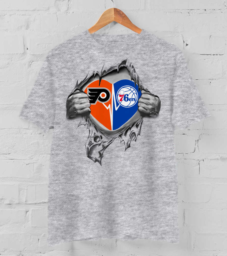 Philadelphia 76ers Flyers Heart Logo Split T-Shirt