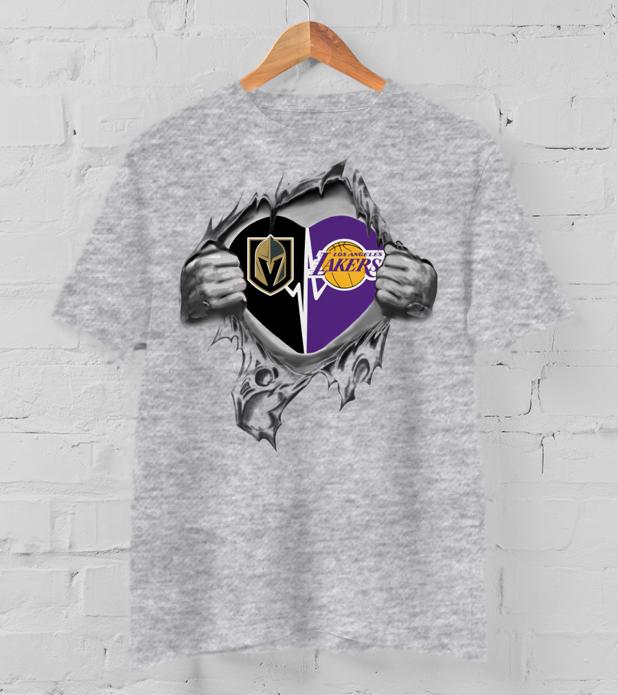 Lakers Los Angeles Knights Heart Ripped T-Shirt