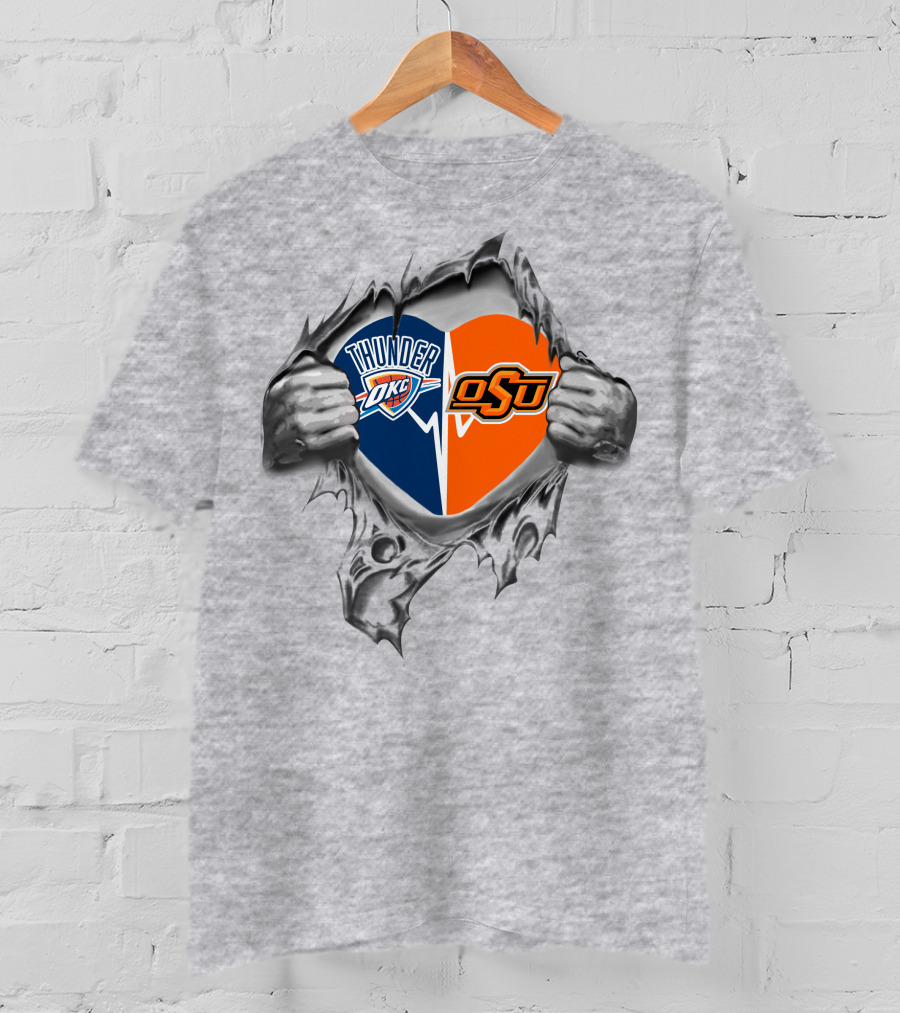 Okc Thunder Osu Heart Torn T-Shirt