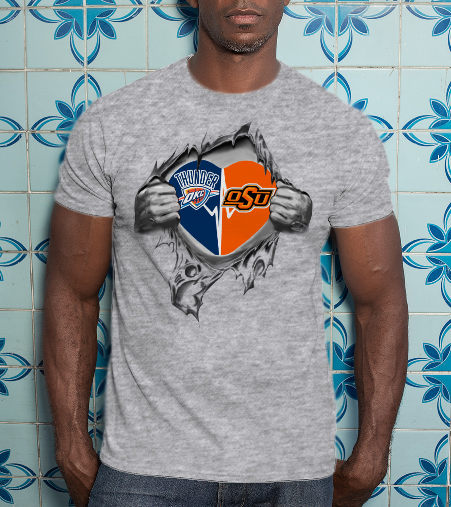 Okc Thunder Osu Heart Torn T-Shirt